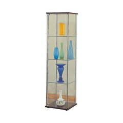 Xandra Cappuccino & Clear Glass Curio Cabinet w/ 4 Shelves - Ornate Home