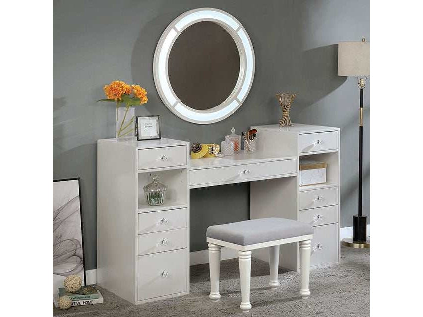 Yasmine Luminous White Vanity Set - Ornate Home