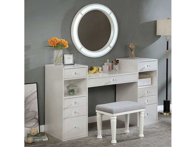 Yasmine Luminous White Vanity Set - Ornate Home