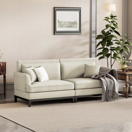Yosemite Country Style Sofa with Wooden Legs Beige - Ornate Home