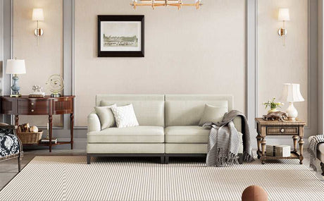 Yosemite Country Style Sofa with Wooden Legs Beige - Ornate Home