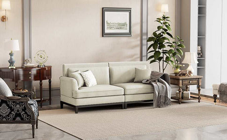Yosemite Country Style Sofa with Wooden Legs Beige - Ornate Home