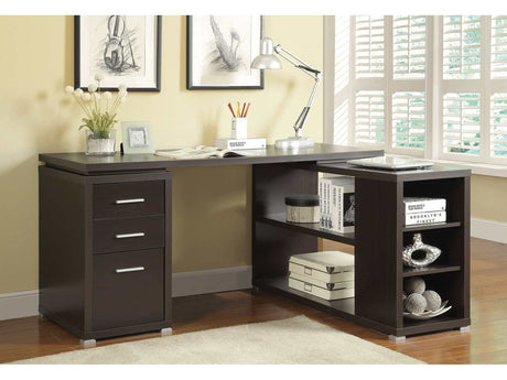 Yvette Cappuccino L Shape Office Desk - Ornate Home