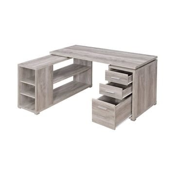 Yvette Grey Driftwood L Shape Office Desk - Ornate Home