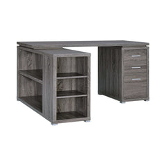 Yvette Weathered Grey L Shape Office Desk - Ornate Home