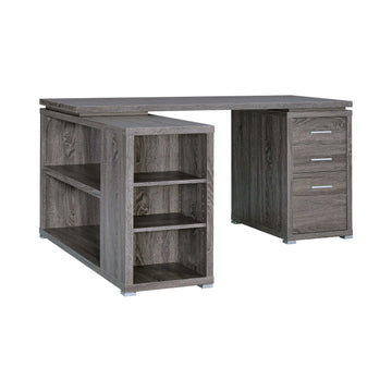 Yvette Weathered Grey L Shape Office Desk - Ornate Home