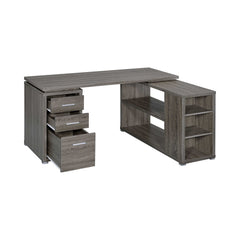 Yvette Weathered Grey L Shape Office Desk - Ornate Home