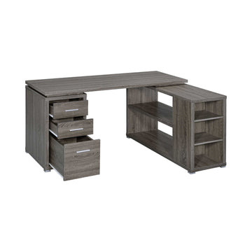 Yvette Weathered Grey L Shape Office Desk - Ornate Home