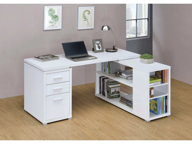 Yvette White L Shape Office Desk - Ornate Home