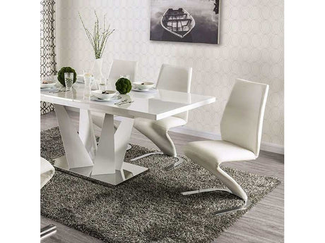Zain White/Chrome Dining Table - Ornate Home