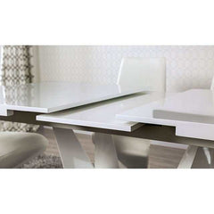 Zain White/Chrome Dining Table - Ornate Home