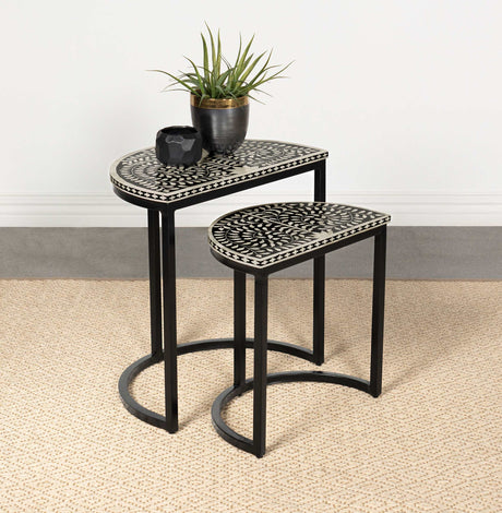 Zakiya Black 2 Pc Nesting Table - Ornate Home