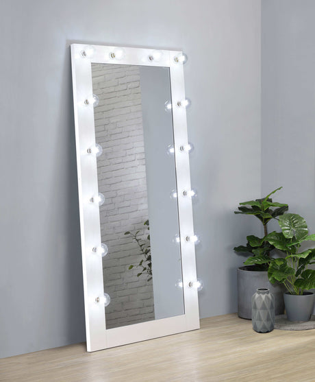 Zayan White High Gloss Floor Mirror - Ornate Home