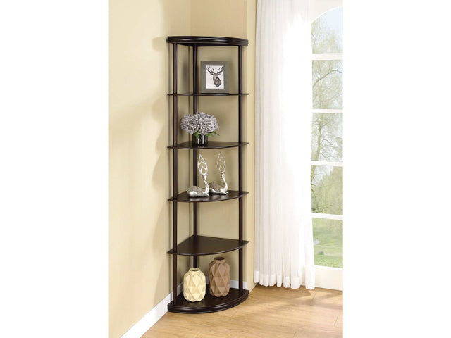 Zayna Cappuccino Corner Bookcase - Ornate Home