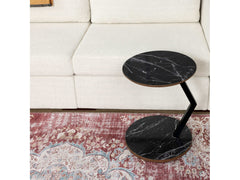 Zoey Black Round Snack Table w/ Casters - Ornate Home