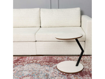 Zoey White Round Snack Table w/ Casters - Ornate Home