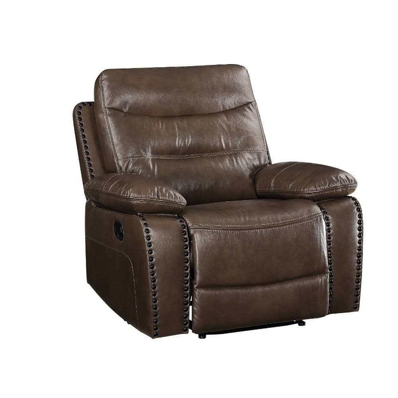 Aashi - Brown - Faux Leather Manual Recliner - Ornate Home
