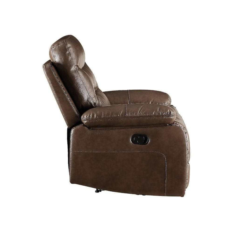Aashi Brown Faux Leather Manual Recliner - Ornate Home
