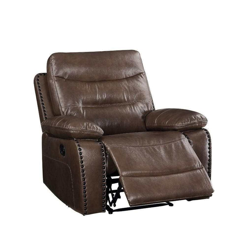 Aashi - Brown - Faux Leather Manual Recliner - Ornate Home