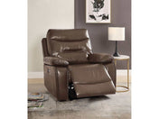 Aashi Brown Faux Leather Power Recliner - Ornate Home