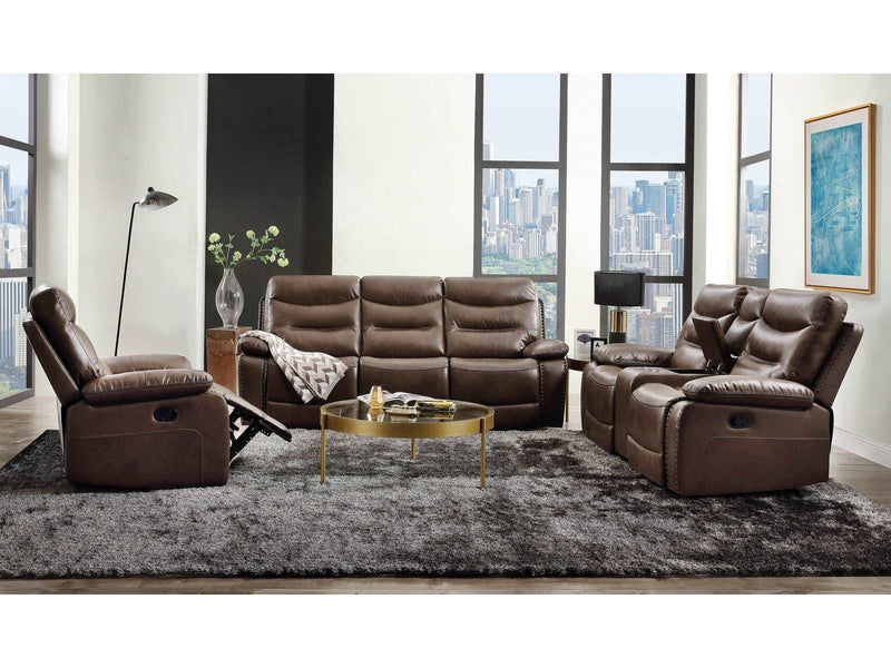 Aashi Brown LeatherGel Match Sofa (Motion) - Ornate Home
