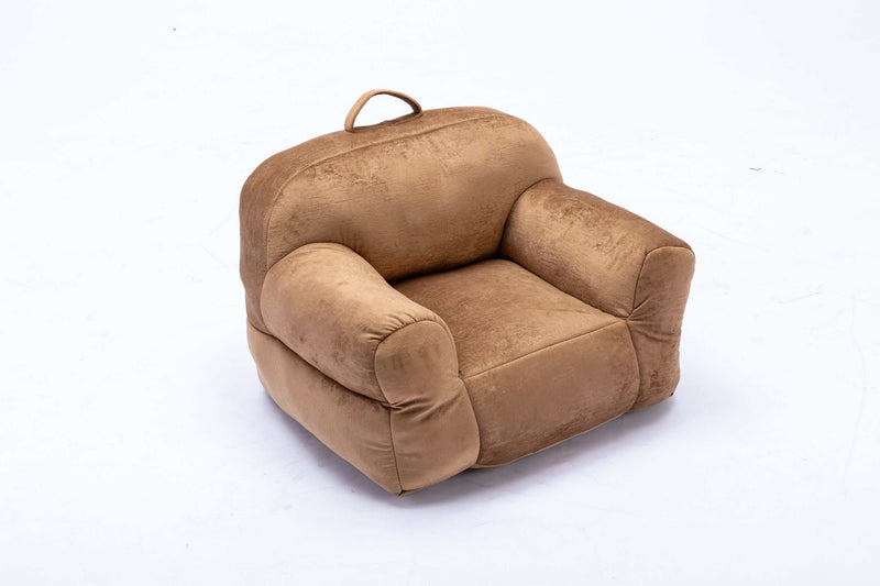 King Kids' Brown Velvet Bean Bag Chair