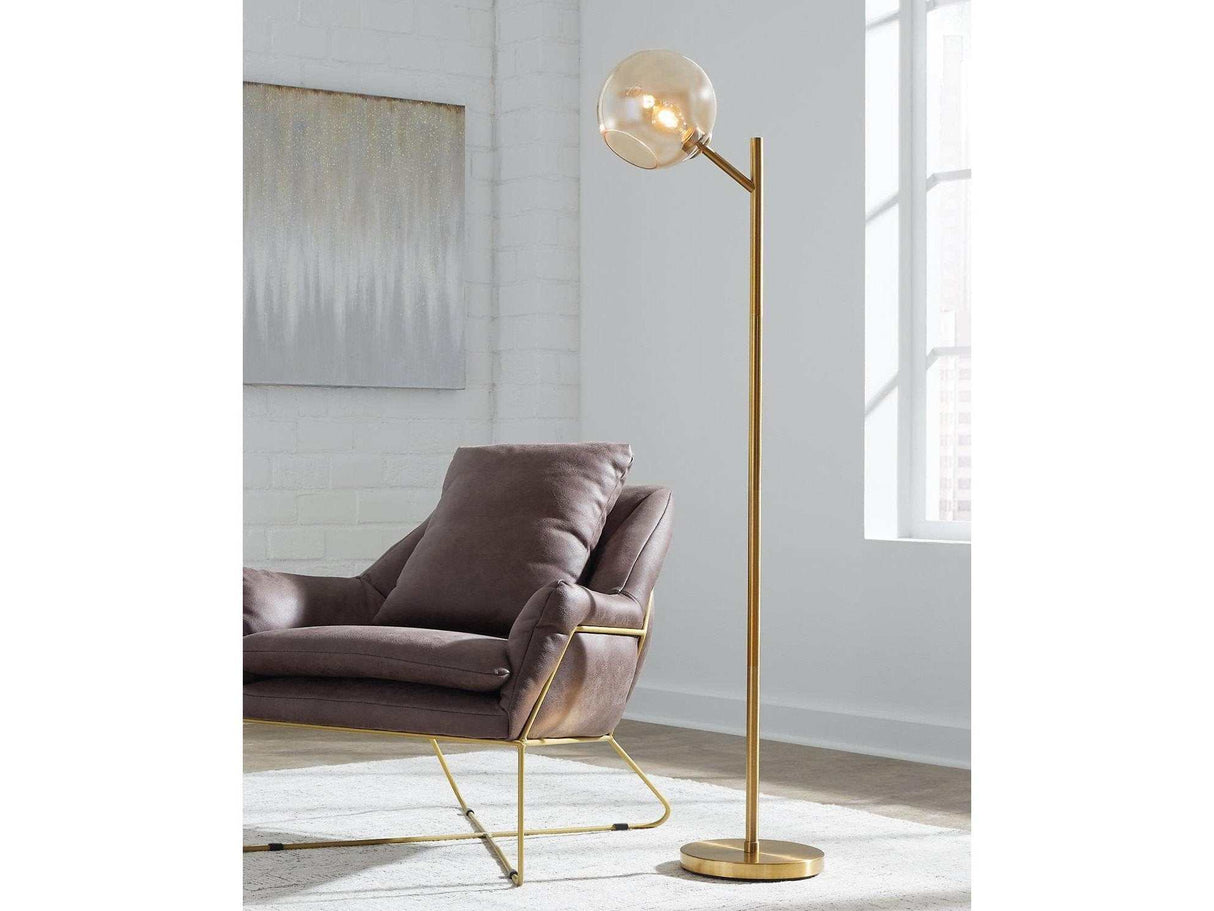 Abanson Gold Floor Lamp w/ Glass Shade - Ornate Home