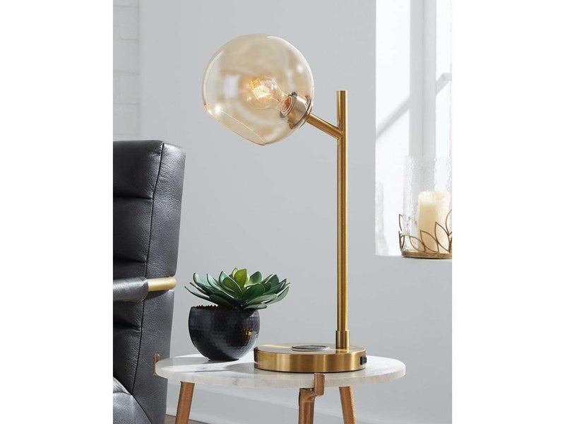 Abanson Gold Table/Desk Lamp w/ Wireless Charger - Ornate Home