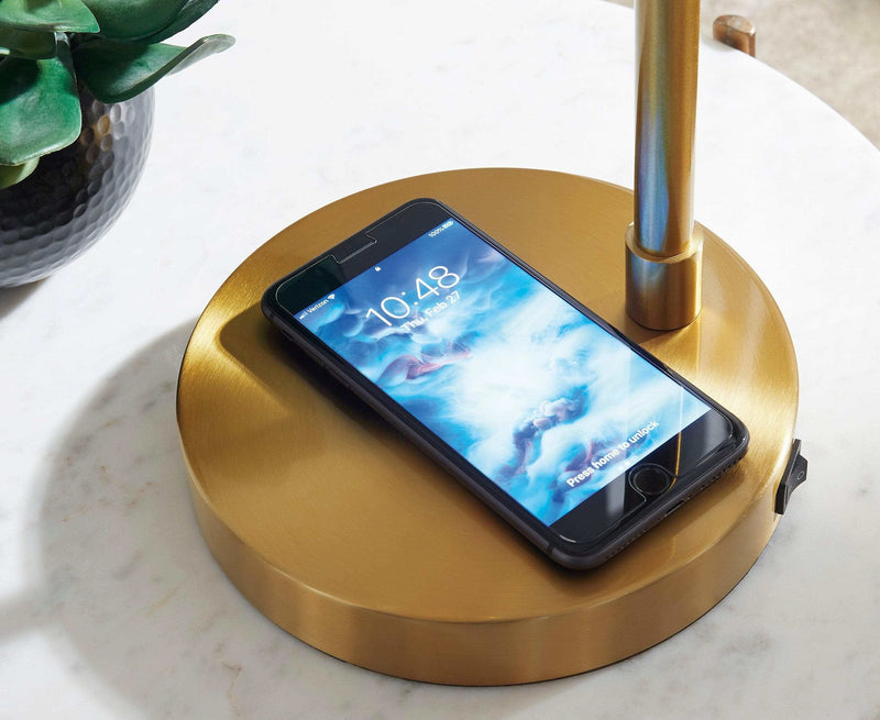 Abanson Gold Table/Desk Lamp w/ Wireless Charger - Ornate Home