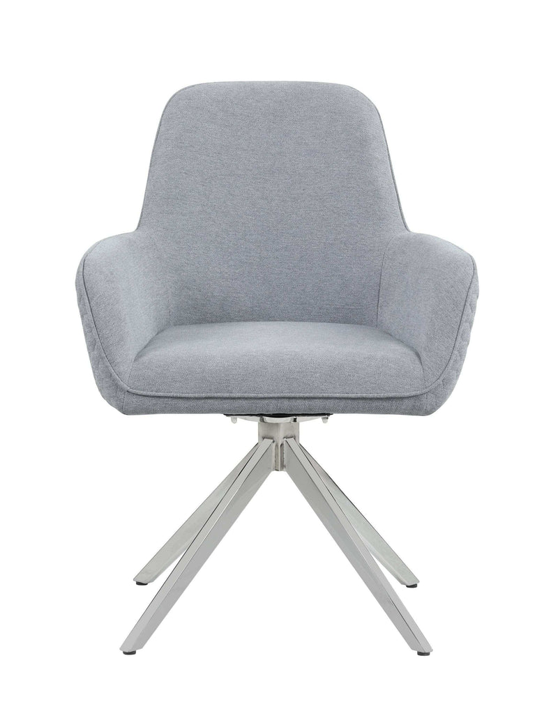 Abby - Light Grey & Chrome - Flare Arm Side Chair (Set of 2) - Ornate Home