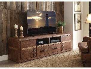Aberdeen - Brown - Top Grain Leather TV Stand - Ornate Home