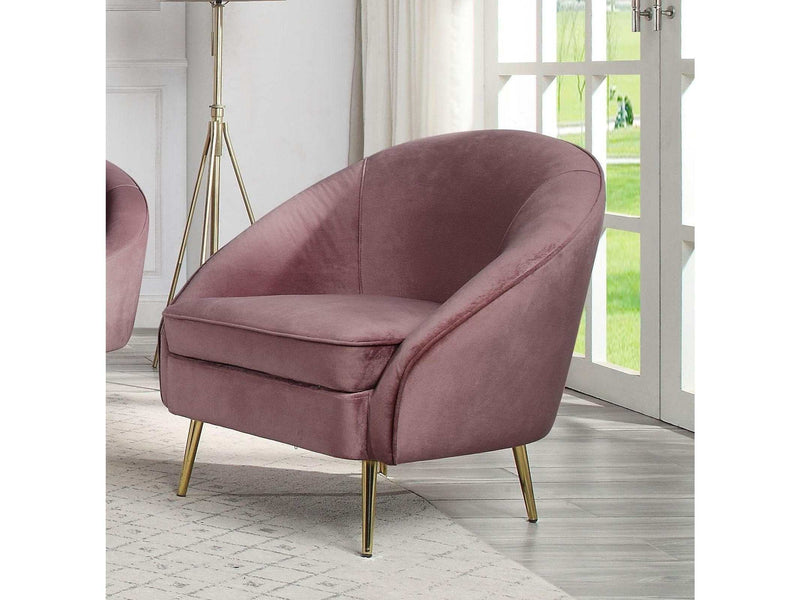 Abey Pink Velvet Accent Chair - Ornate Home
