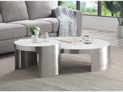 Abilene Marble & Stainless Steel Nesting Cocktail/Coffee Table (Set of 2) - Ornate Home