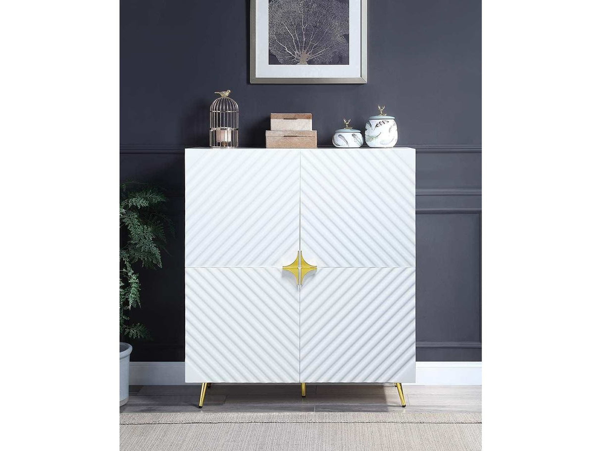 Gaines White High Gloss Console Cabinet - Ornate Home