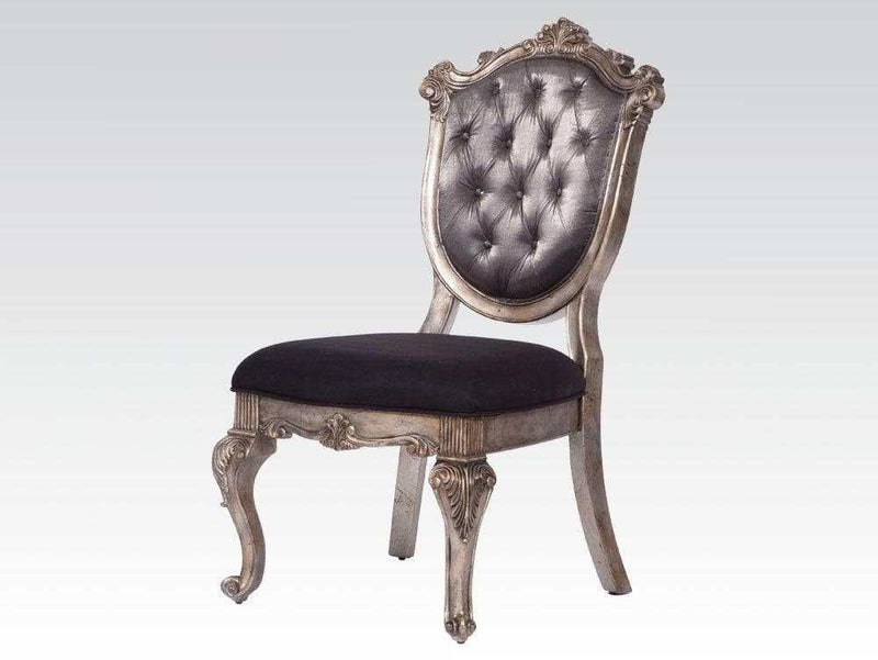 Chantelle Button Tufted Back Seat Dining Side Chair (Set of 2) in Antique Platinum - Ornate Home