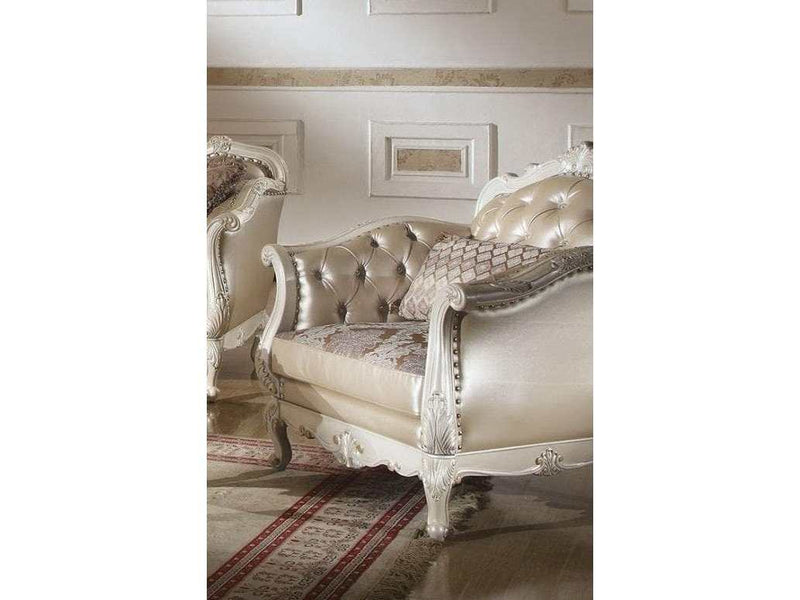 Chantelle Living Room Chair w/Pillow in Pearl White - Ornate Home