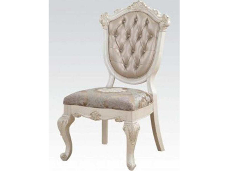 Chantelle Side Chair in Rose Gold and Pearl White (Set of 2) 63542 - Ornate Home