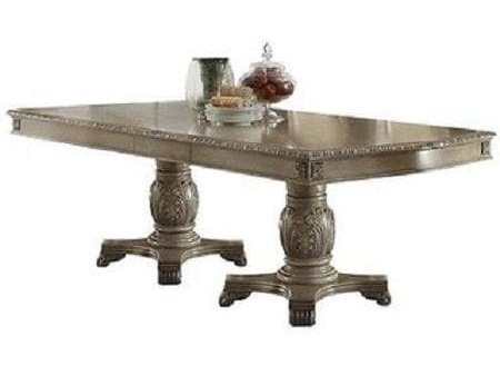 Acme Chateau de Ville Double Pedestal Dining Table in Antique White 64065 - Ornate Home