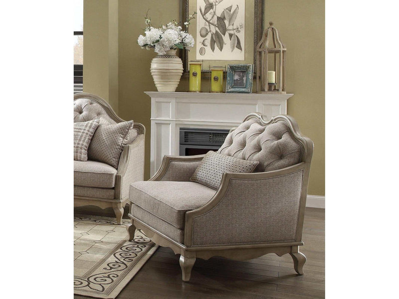 Acme Chelmsford Chair in Beige 56052 - Ornate Home