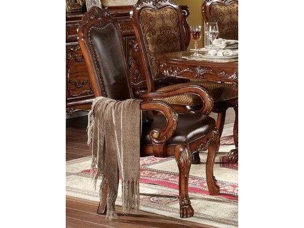 Acme Dresden Pedestal Dining Arm Chairs in Brown Cherry Oak 12154 (Set of 2) - Ornate Home