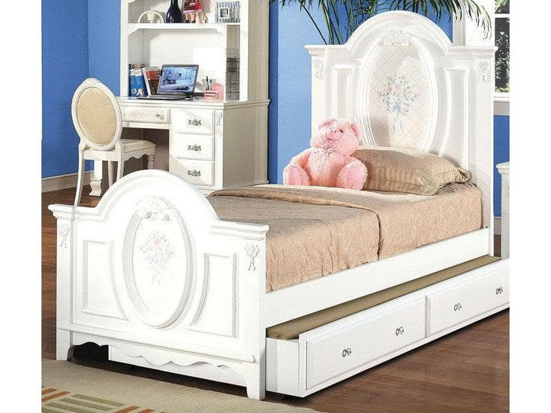 Acme Flora Twin Panel Bed in White 01680T - Ornate Home