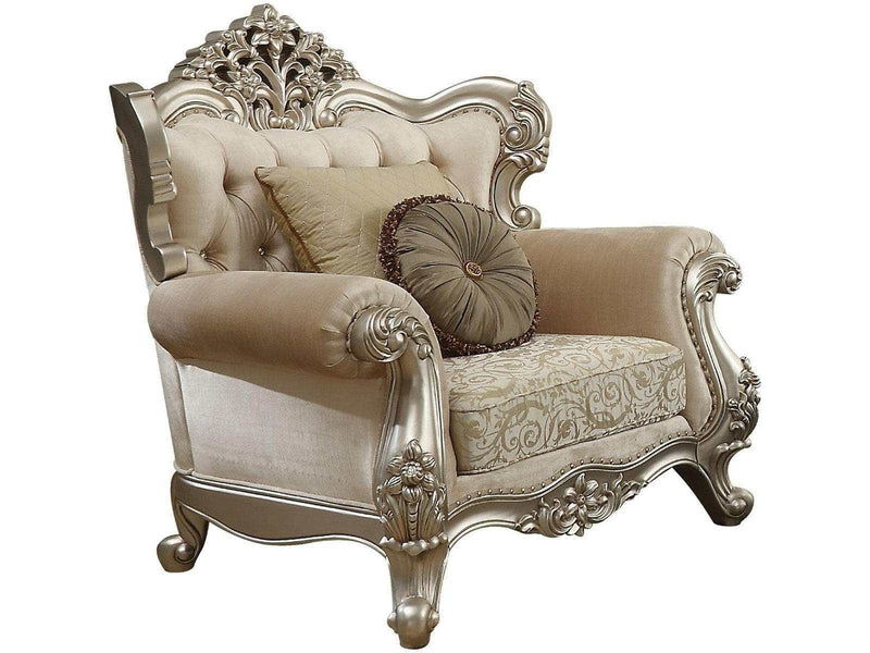 Acme Furniture Bently Chair with 2 Pillows in Champagne 50662 - Ornate Home