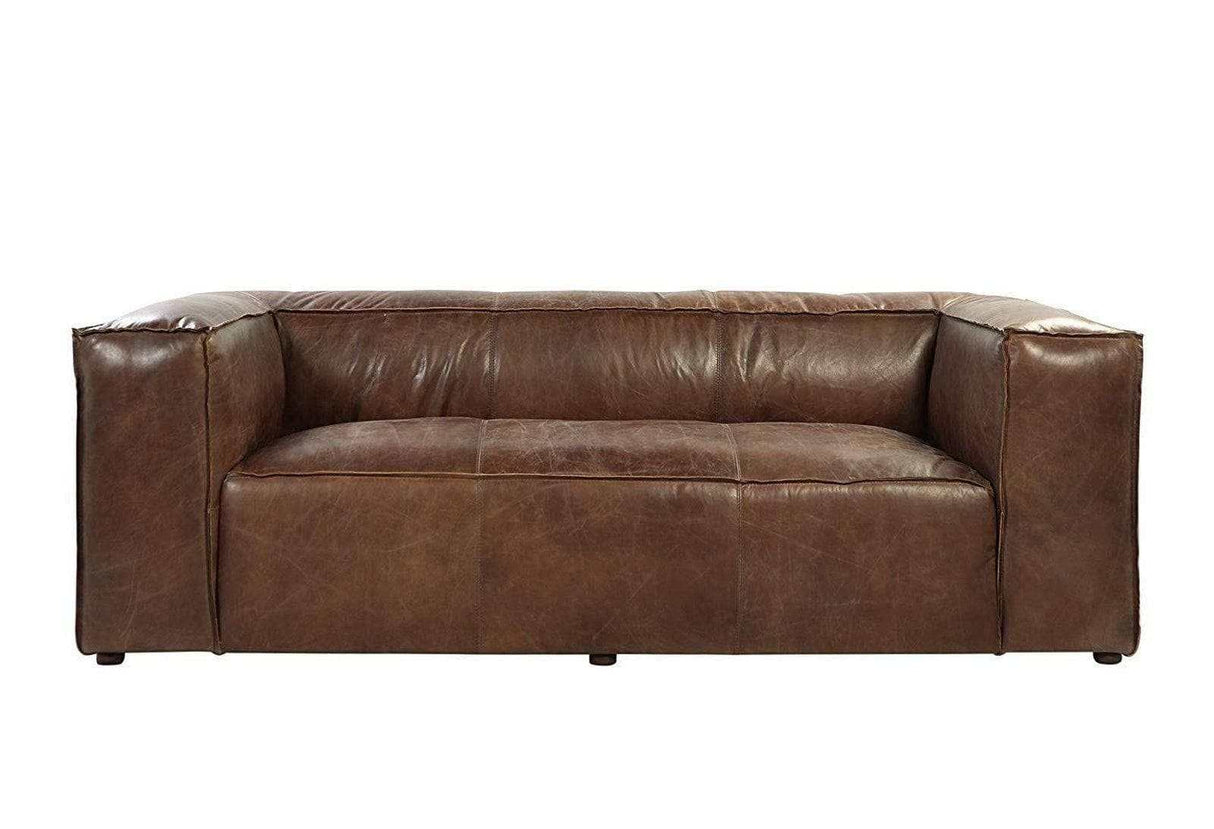 Brancaster Retro Brown Top Grain Genuine Leather Sofa - Ornate Home