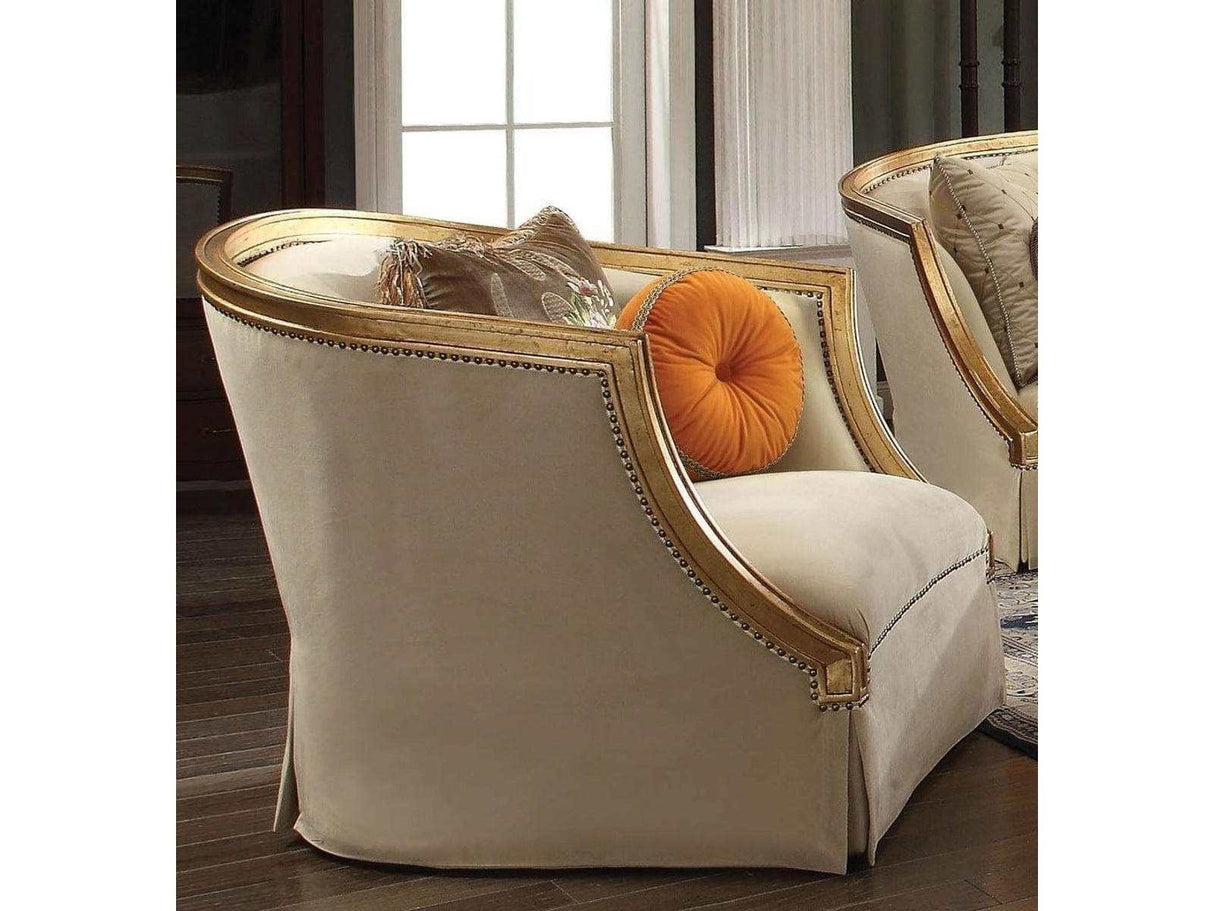 Daesha Chair in Tan Flannel & Antique Gold - Ornate Home