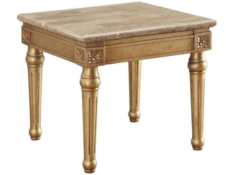 Daesha End Table in Marble/Antique Gold - Ornate Home