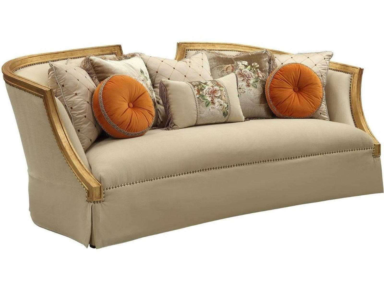 Daesha Sofa in Tan Flannel & Antique Gold - Ornate Home