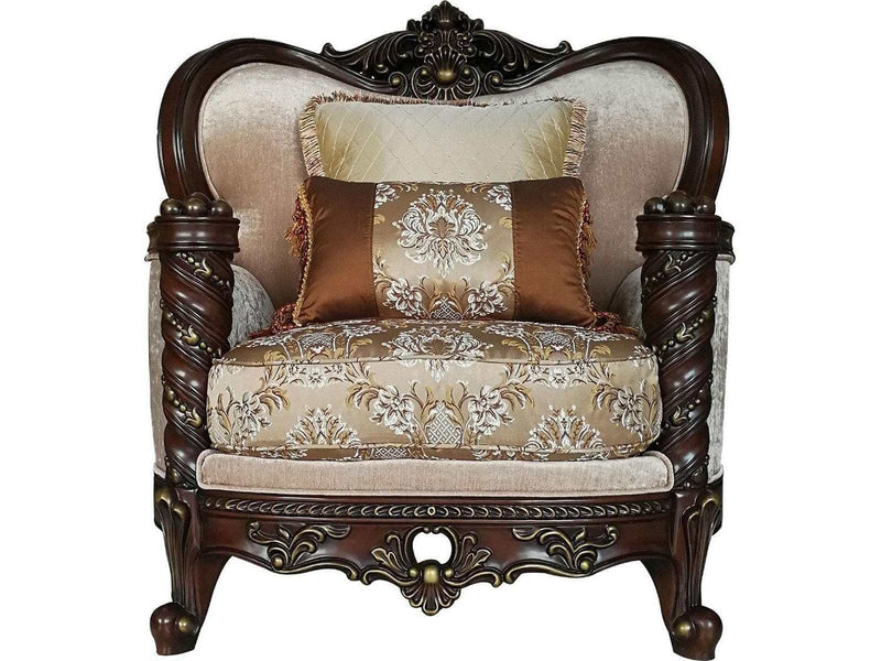 Devayne Chair with 2 Pillows in Dark Walnut 50687 - Ornate Home