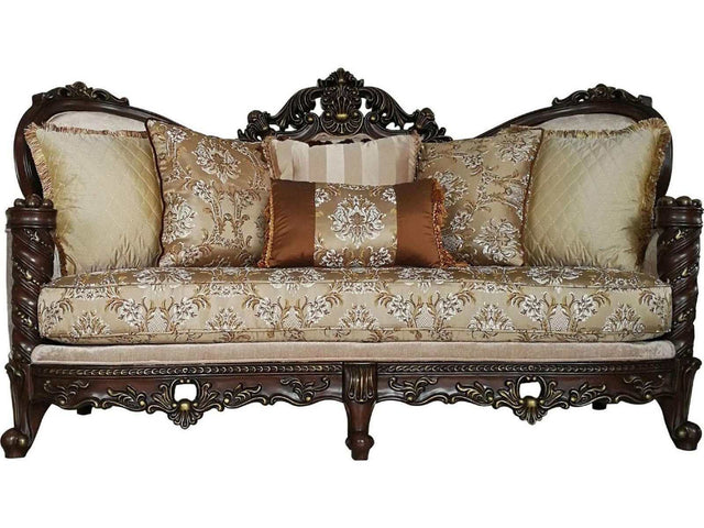 Devayne Sofa with 6 Pillows in Dark Walnut - Ornate Home