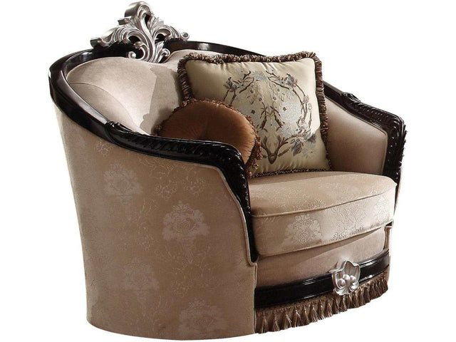 Ernestine Chair with 2 Pillows in Tan and Black - Ornate Home