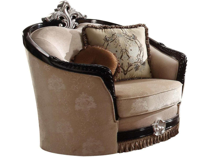 Acme Furniture Ernestine Chair with 2 Pillows in Tan and Black 52112 - Ornate Home